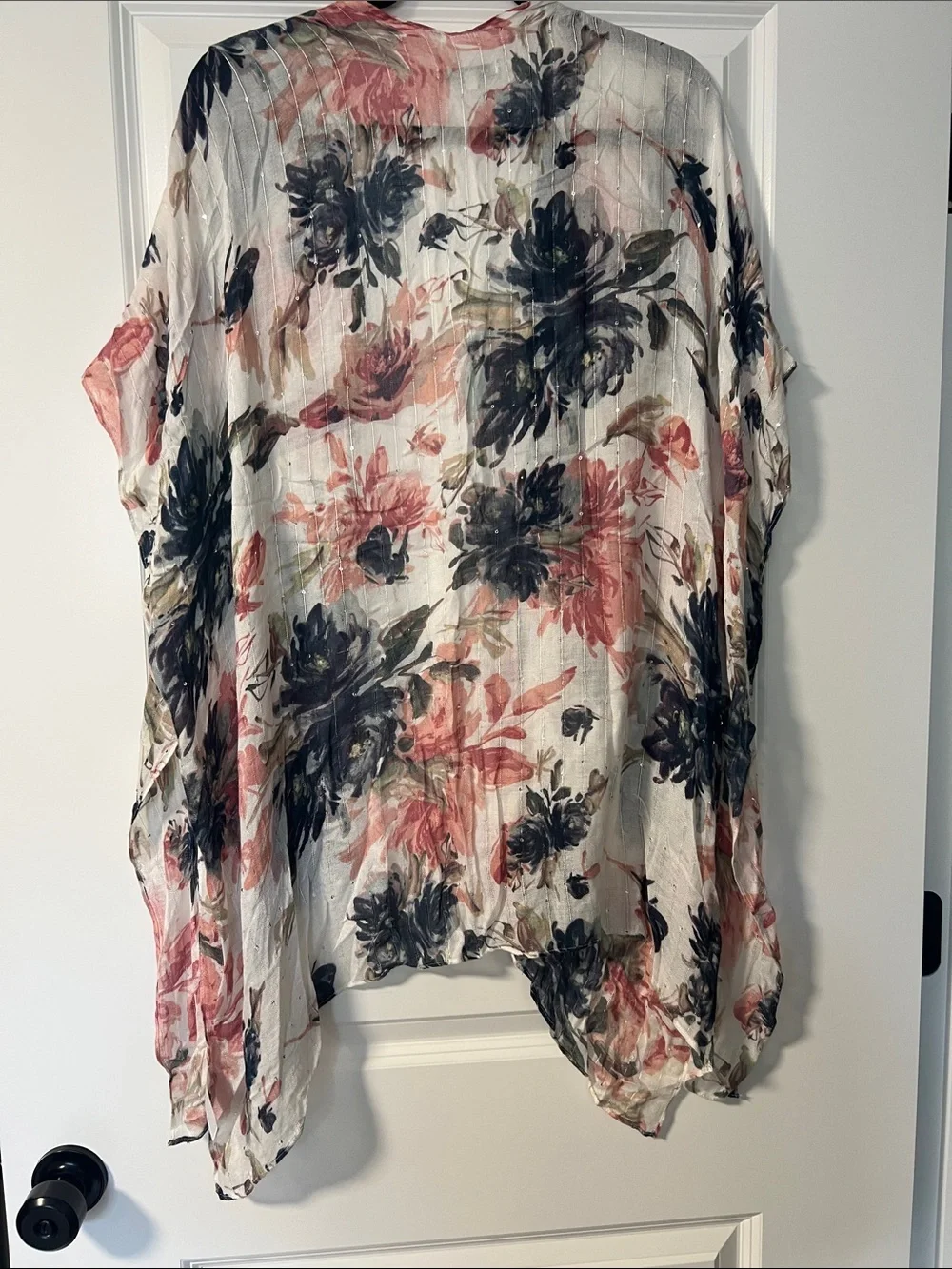 Pink Floral Beach Kimono Cover-Up for Women